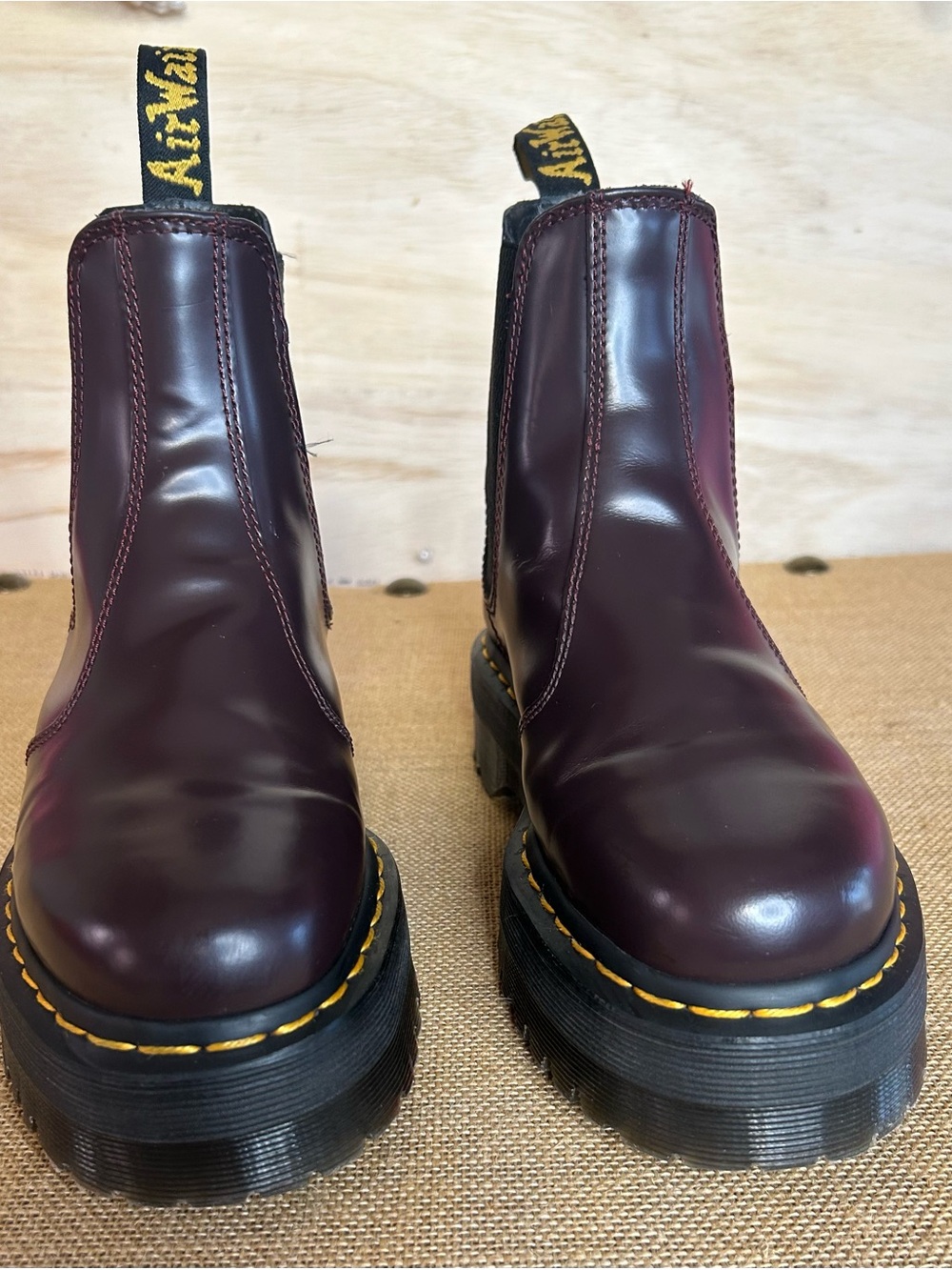 Dr. Martens 2976 Quad Burgundy Platform Chelsea Boots Women’s 8